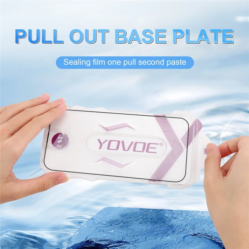 YOVOE voor iPhone 16 Plus Screen Protector Silk Printing HD Gehard Glas Film met Installatiegereedschap