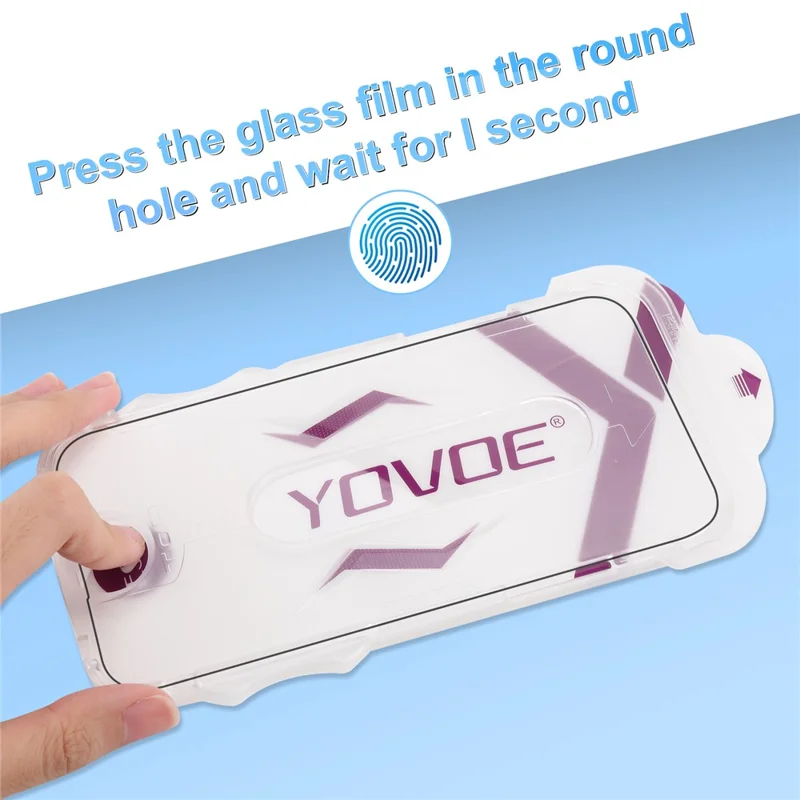 YOVOE voor iPhone 16 Plus Screen Protector Silk Printing HD Gehard Glas Film met Installatiegereedschap