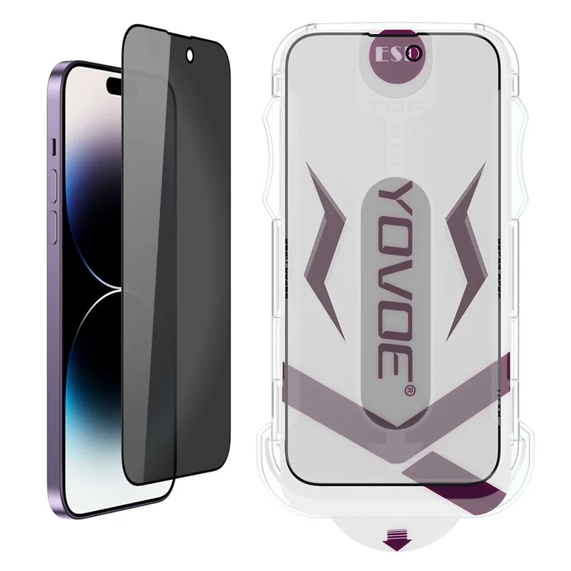YOVOE til iPhone 17 Skærmværn 28-graders Anti-spion Tempered Glass Film med installationsværktøj