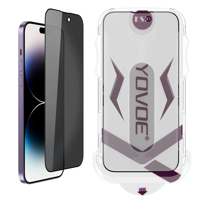YOVOE Bildschirmschutz für iPhone 15 Plus, 28-Grad-Sichtschutz, gehärtetes Glas-Displayschutzfolie mit Installationswerkzeug