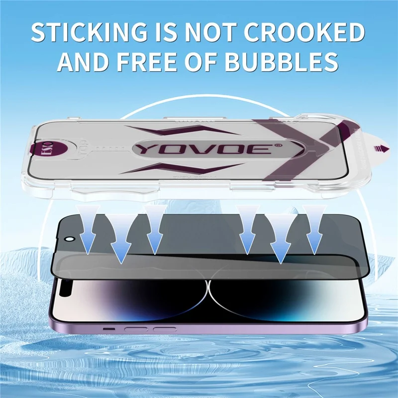 YOVOE Per iPhone 16 Plus Pellicola Protettiva per Schermo 28-Gradi Anti Spia Vetro Temperato con Strumento di Installazione