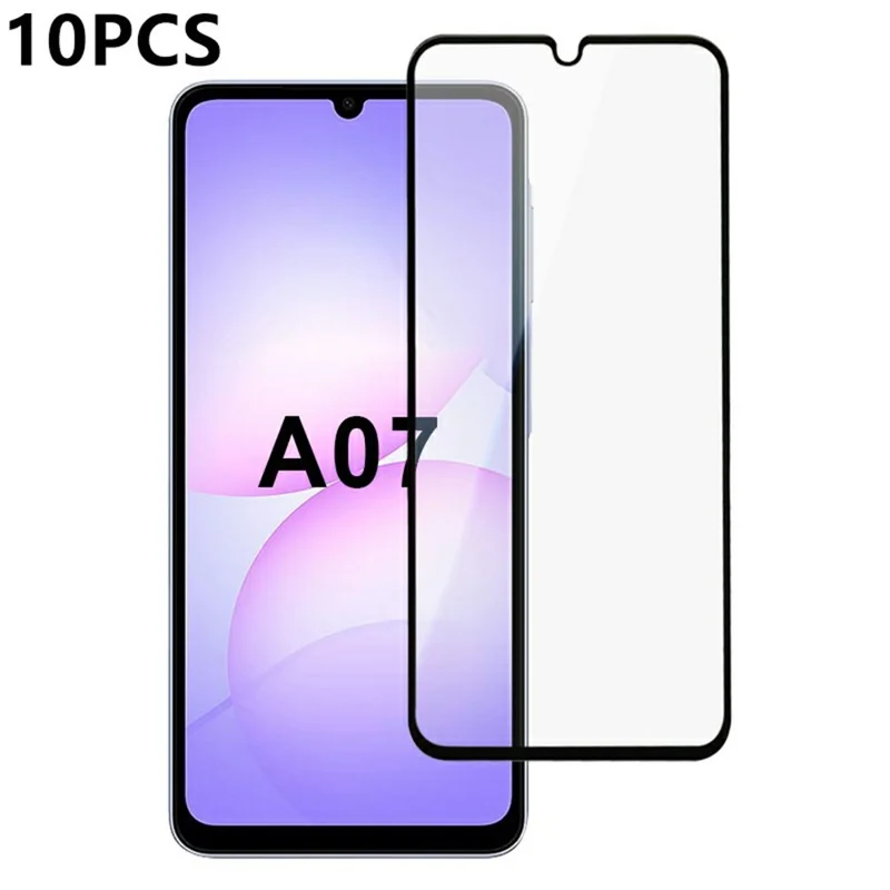 10 Peças Para Protetor de Tela do Samsung Galaxy A07 4G, Borda de Impressão Seda, Cola Completa, Cobertura Total