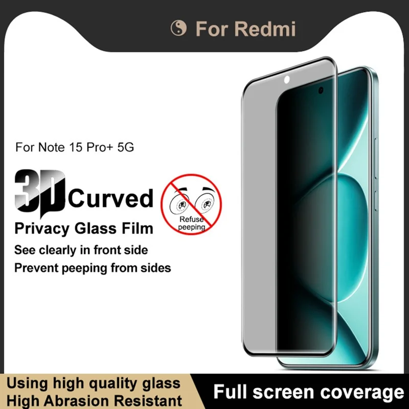 IMAK Folia ochronna przeciwko podsłuchowi dla Xiaomi Redmi Note 15 Pro+ 5G, folia z hartowanego szkła pełnego zakrycia