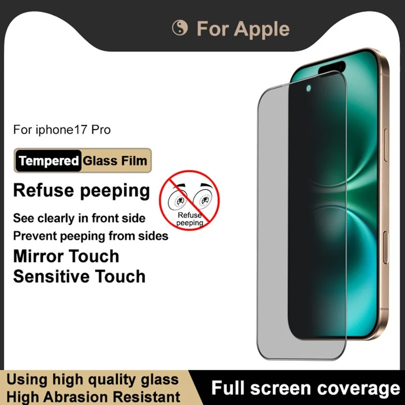IMAK voor iPhone 17 Pro Anti-Lesers Tempered Glass Screen Protector Volledige Dekking