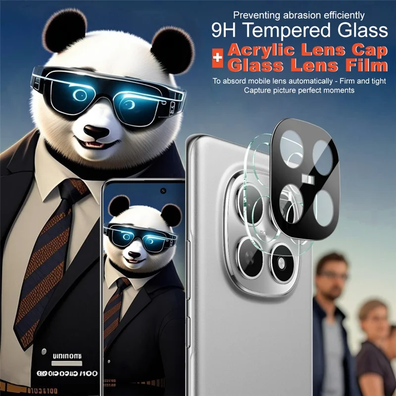 IMAK For Xiaomi Redmi Note 15 5G (Global) Tempered Glass Lens Film + Acrylic Cap (Black Version)