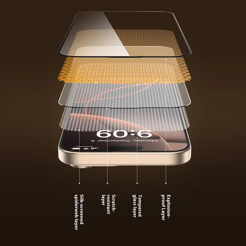 TOTU AB-058 til iPhone 17 Pro Max skærmværn med silketryk, temperskit, anti-støv, gennemsigtig folie