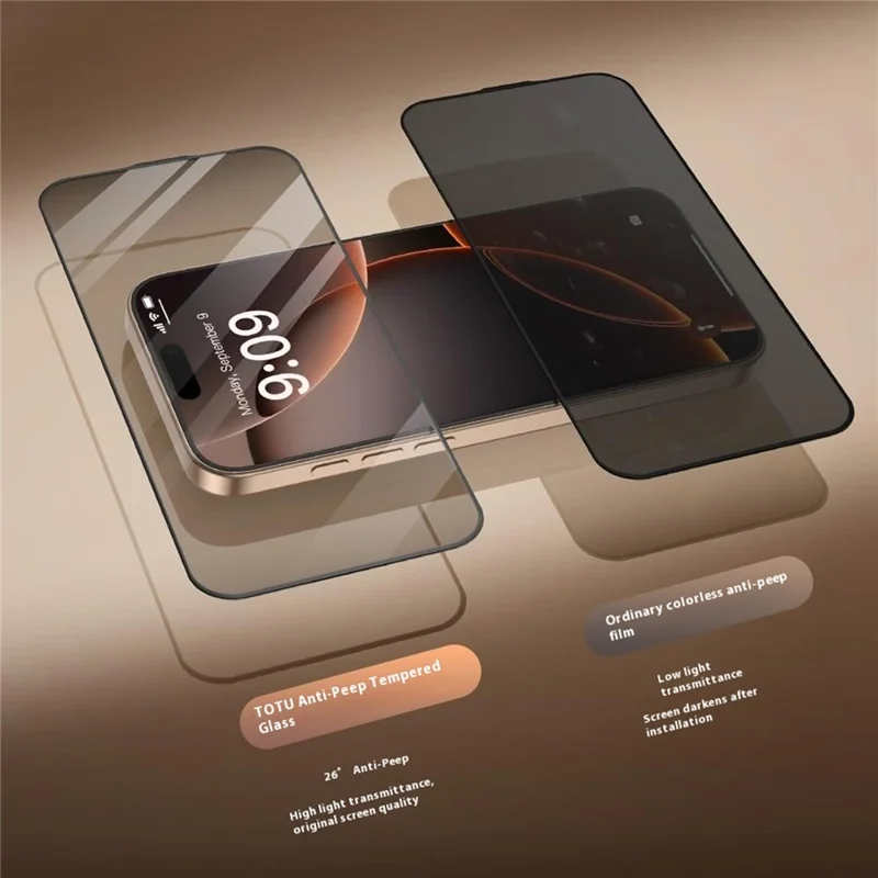 TOTU AB-059 Na iPhone 17 Pro Max Ochrona Prywatności Ekranu z Sitodrukiem Hartowane Szkło Antykurzowa Folie