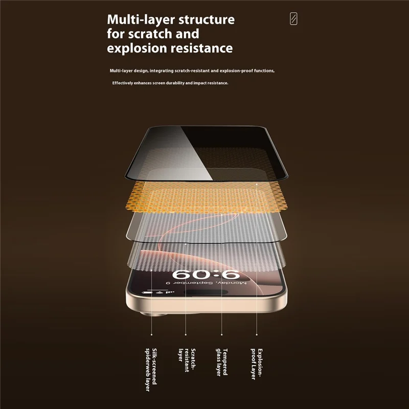 TOTU AB-059 Na iPhone 17 Pro Max Ochrona Prywatności Ekranu z Sitodrukiem Hartowane Szkło Antykurzowa Folie