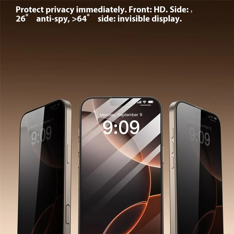 TOTU AB-059 For iPhone 16 Pro Privacy Screen Protector Silk Printing Tempered Glass Anti Dust Film
