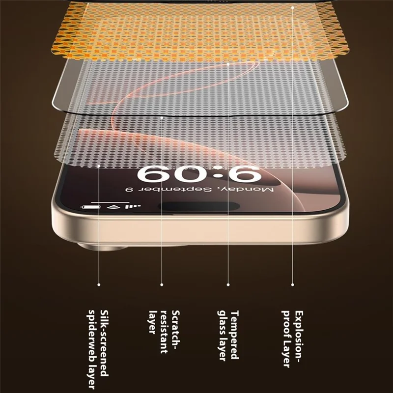 TOTU AB-059 For iPhone 16 Pro Privacy Screen Protector Silk Printing Tempered Glass Anti Dust Film