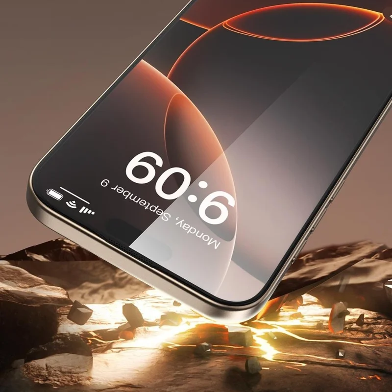 TOTU AB-058 Protector de pantalla de vidrio templado con impresión de seda para iPhone 16 / 15, película transparente antipolvo