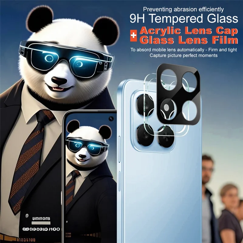 IMAK For Honor 400 Smart 5G / 4G / X7d 4G Tempered Glass Lens Film + Acrylic Cap (Black Version)