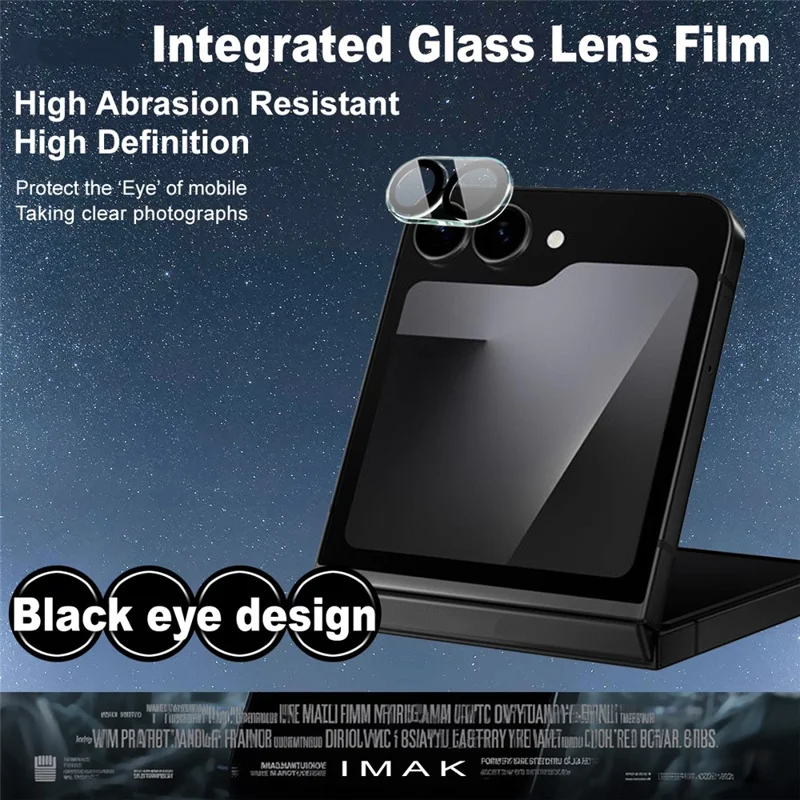 IMAK For Samsung Galaxy Z Flip7 FE 5G Tempered Glass Camera Lens Protector Acrylic Lens Cap (Black Circle Design)