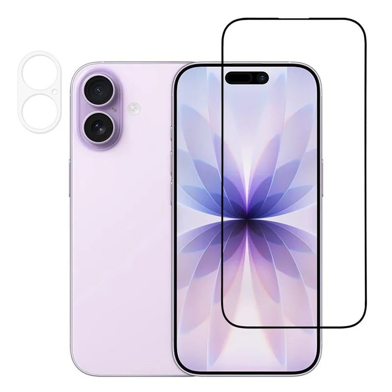 For iPhone 17 Screen Protector Silk Printing Full Glue Tempered Glass Screen Film with Camera Lens Film