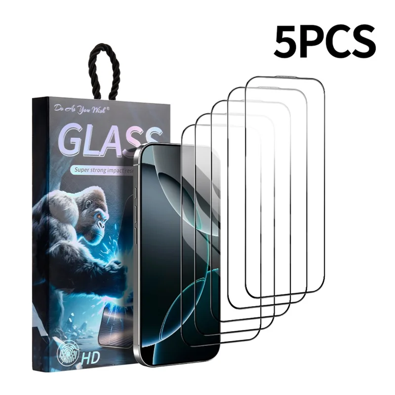 DO AS YOU WISH 5Pcs For iPhone 13 Pro Screen Protector Silk Printing Full Glue High Aluminum-silicon Glass Film