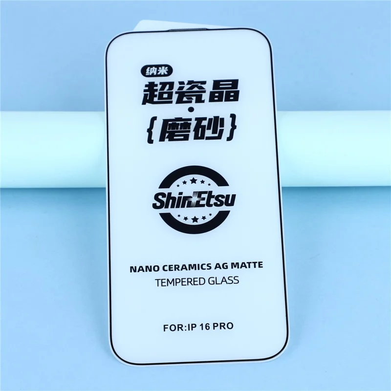 For iPhone 17 Pro Max Matte Screen Protector Black Edge Silk Printing Tempered Glass Film with Dust Mesh