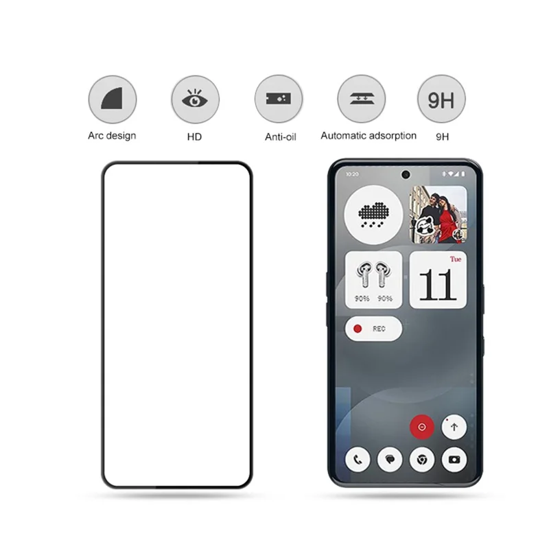 MOCOLO For Nothing Phone (3a) / (3a) Pro Screen Protector Anti-Shatter Silk Printing Tempered Glass Film - Black
