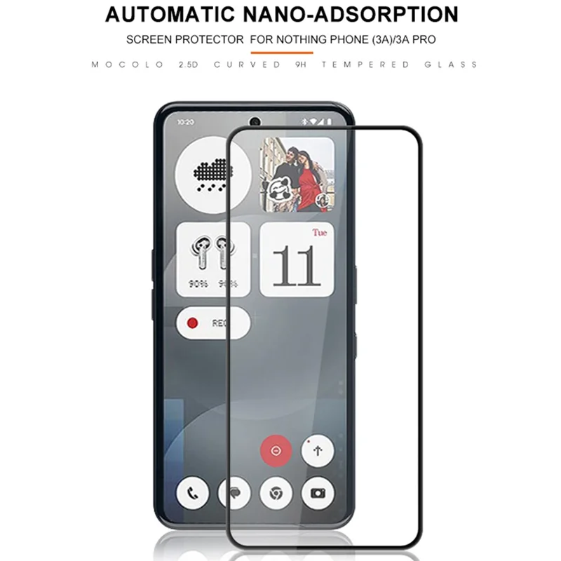 MOCOLO For Nothing Phone (3a) / (3a) Pro Screen Protector Anti-Shatter Silk Printing Tempered Glass Film - Black