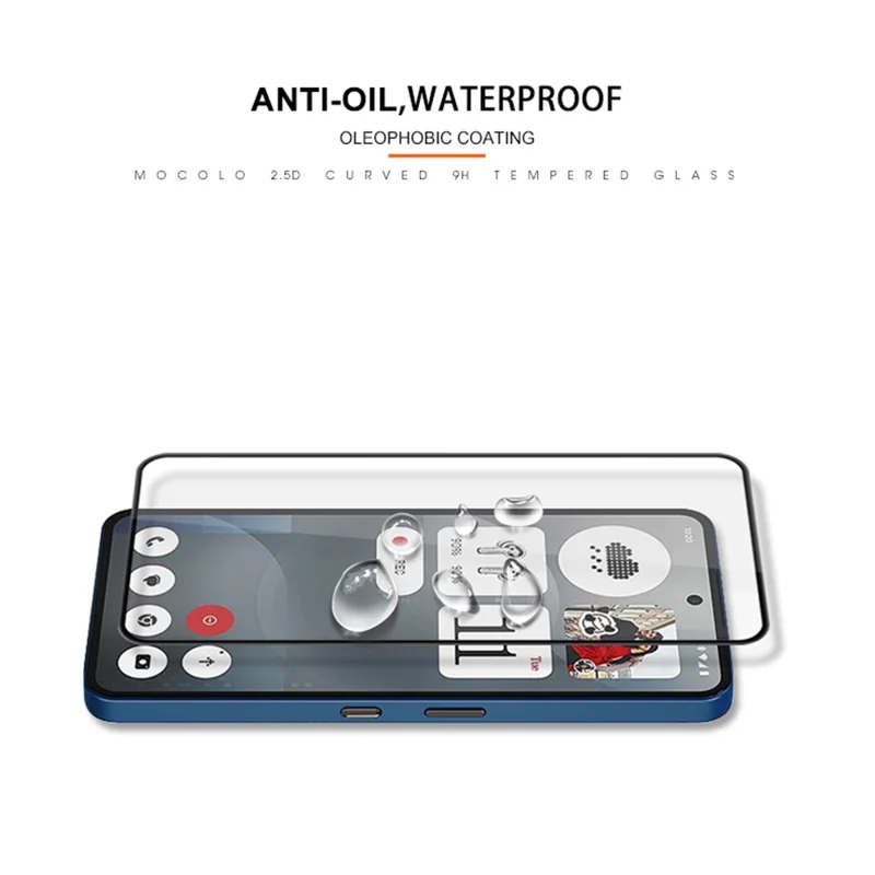 MOCOLO For Nothing Phone (3a) / (3a) Pro Screen Protector Anti-Shatter Silk Printing Tempered Glass Film - Black