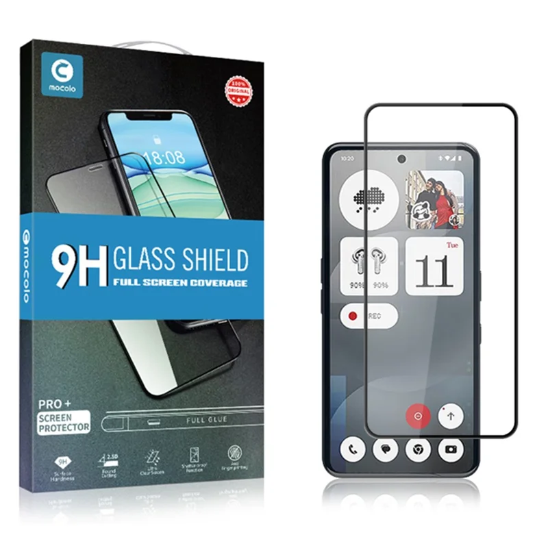 MOCOLO For Nothing Phone (3a) / (3a) Pro Screen Protector Anti-Shatter Silk Printing Tempered Glass Film - Black