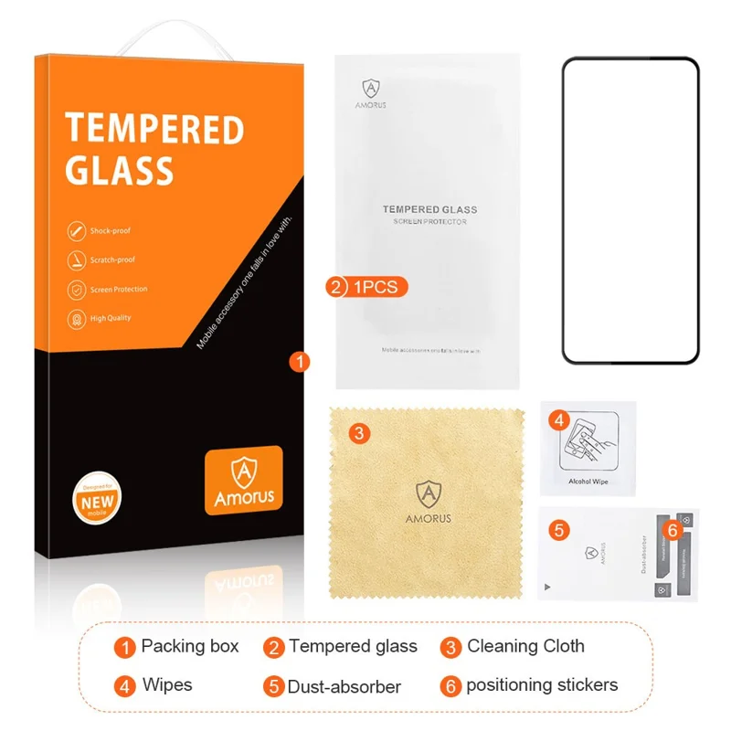 AMORUS For Nothing Phone (3a) / (3a) Pro Screen Protector Anti-Shatter Tempered Glass Film - Black