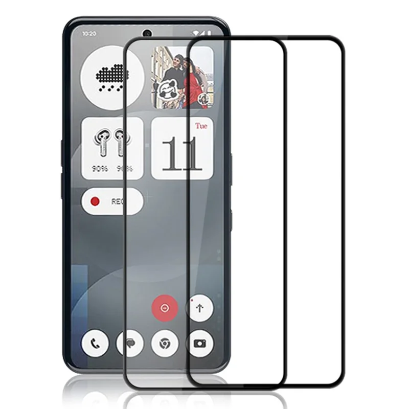 AMORUS 2Pcs For Nothing Phone (3a) / (3a) Pro Screen Protector Shatterproof Silk Printing Tempered Glass Film - Black