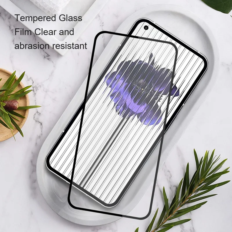 AMORUS 2Pcs For Nothing Phone (3a) / (3a) Pro Screen Protector Shatterproof Silk Printing Tempered Glass Film - Black