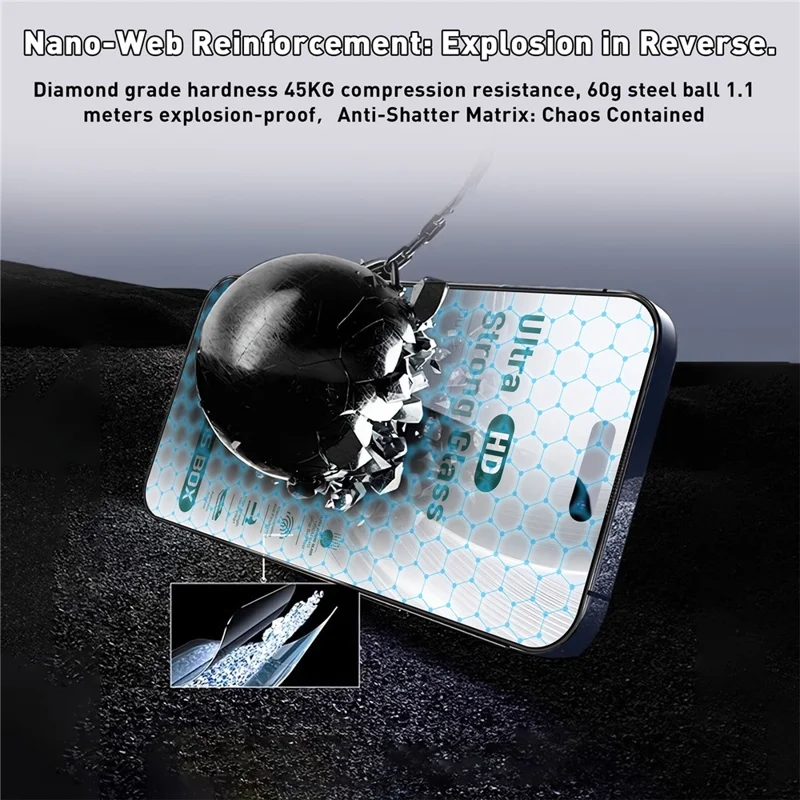 Screen Protector til iPhone 15 Pro Max, kantpresning, HD, temperskiver med automatisk støvsugningsværktøj