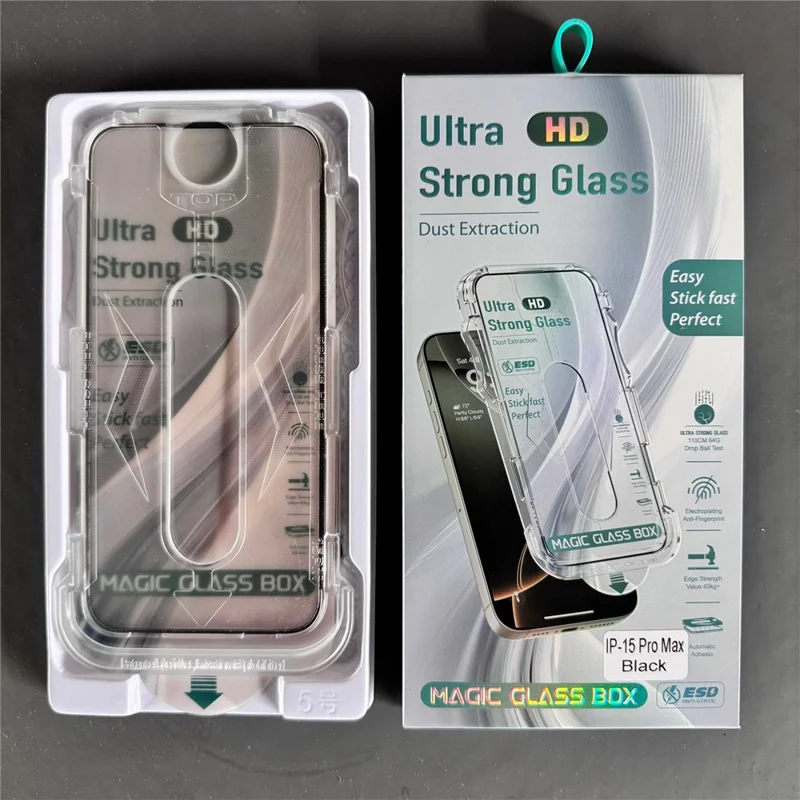 For iPhone 16 Plus  /  15 Plus Screen Protector Edge Pressure HD Tempered Glass Film with Automatic Dust Removal Tool