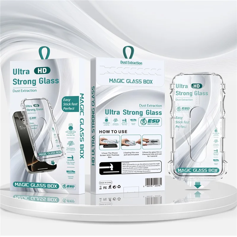 For iPhone 12 Pro Max Screen Protector Edge Pressure HD Tempered Glass Film with Automatic Dust Removal Tool