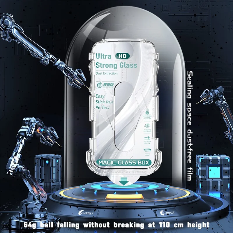 For iPhone 12 Pro Max Screen Protector Edge Pressure HD Tempered Glass Film with Automatic Dust Removal Tool