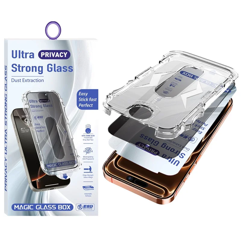 For iPhone 17 Pro Max Screen Protector 28 Degree Anti Spy Tempered Glass Film with Automatic Dust Removal Tool