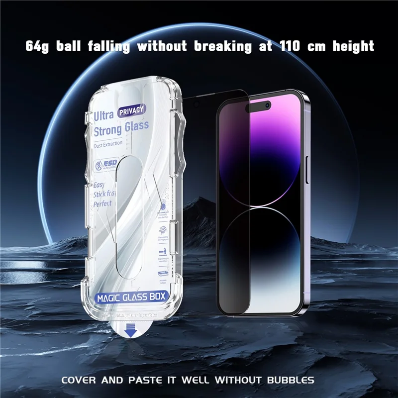 For iPhone 16 Plus  /  15 Plus Screen Protector 28 Degree Anti Spy Tempered Glass Film with Automatic Dust Removal Tool