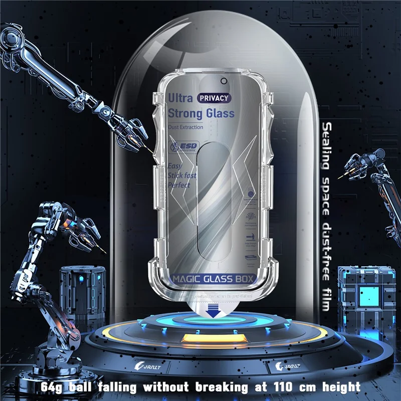 For iPhone 16 Plus  /  15 Plus Screen Protector 28 Degree Anti Spy Tempered Glass Film with Automatic Dust Removal Tool