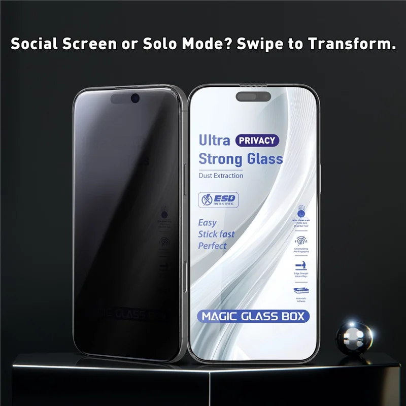 For iPhone 16 Plus  /  15 Plus Screen Protector 28 Degree Anti Spy Tempered Glass Film with Automatic Dust Removal Tool