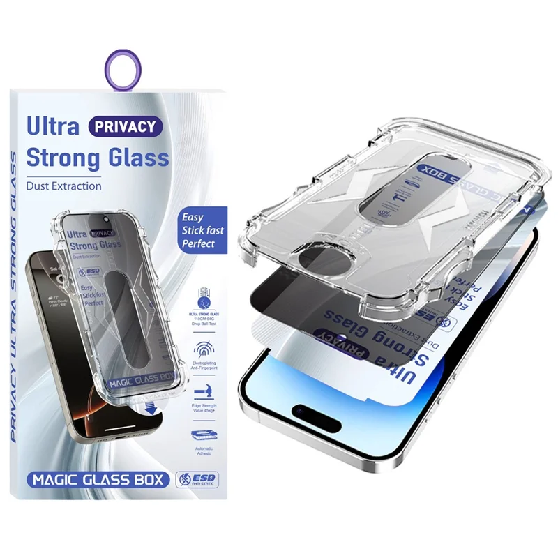 For iPhone 14 Pro Screen Protector 28 Degree Anti Spy Tempered Glass Film with Automatic Dust Removal Tool