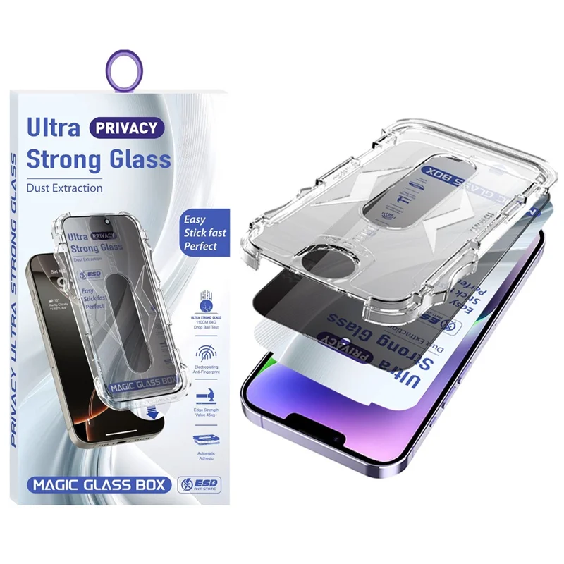 For iPhone 14 Plus  /  13 Pro Max Screen Protector 28 Degree Anti Spy Tempered Glass Film with Automatic Dust Removal Tool