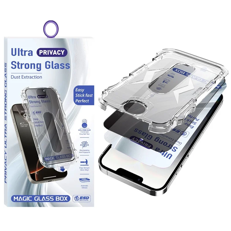 28 Degree Anti Spy Screen Protector For iPhone 17e / 16e  /  14  /  13 Pro  /  13 Tempered Glass Film with Automatic Dust Removal Tool