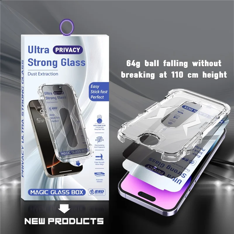 28 Degree Anti Spy Screen Protector For iPhone 17e / 16e  /  14  /  13 Pro  /  13 Tempered Glass Film with Automatic Dust Removal Tool