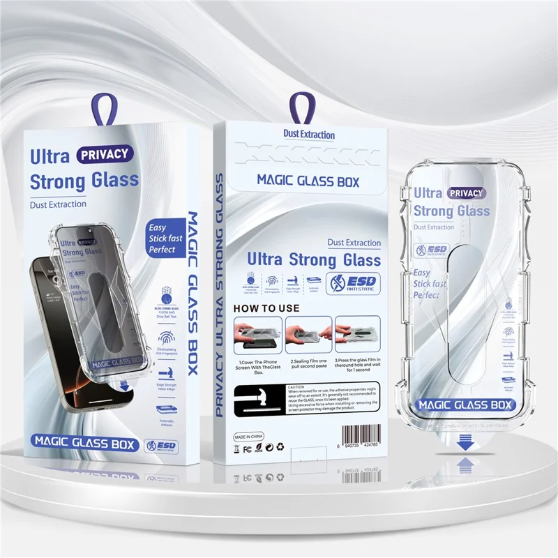28 Degree Anti Spy Screen Protector For iPhone 17e / 16e  /  14  /  13 Pro  /  13 Tempered Glass Film with Automatic Dust Removal Tool