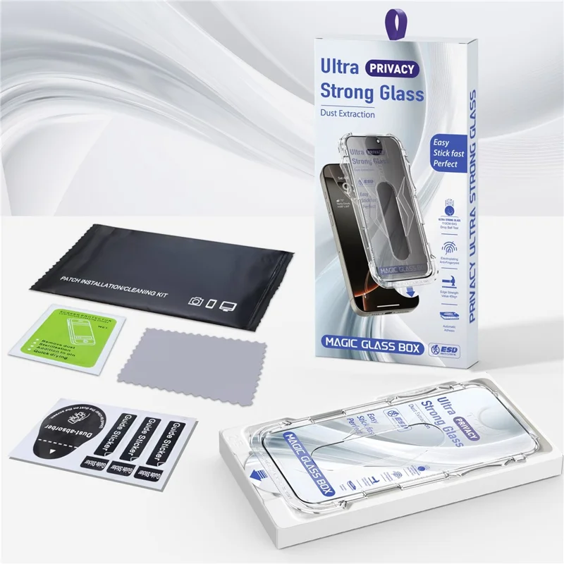 28 Degree Anti Spy Screen Protector For iPhone 17e / 16e  /  14  /  13 Pro  /  13 Tempered Glass Film with Automatic Dust Removal Tool