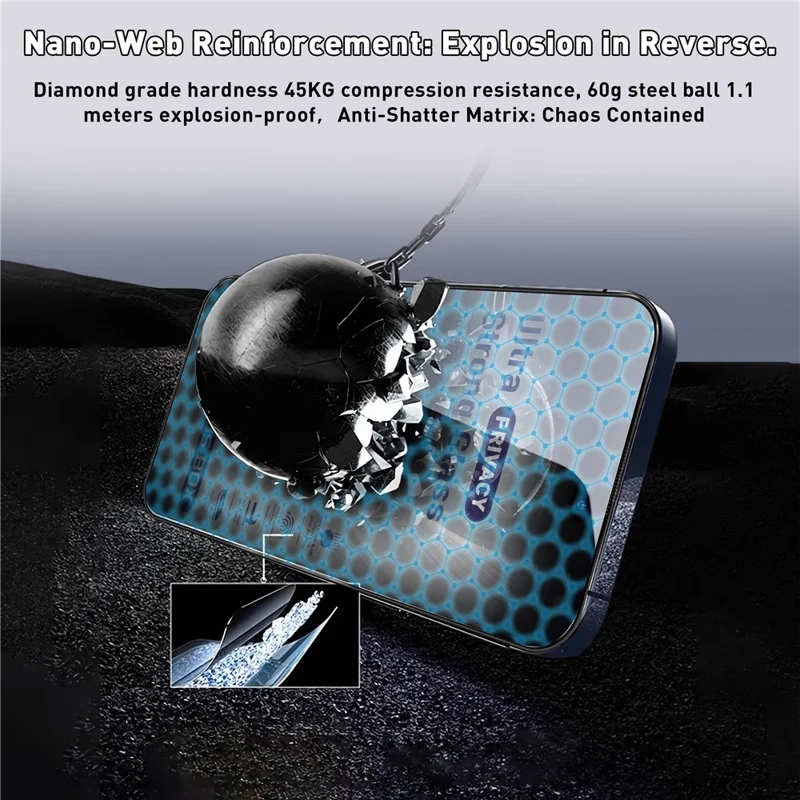 For iPhone 12 Pro Max Screen Protector 28 Degree Anti Spy Tempered Glass Film with Automatic Dust Removal Tool