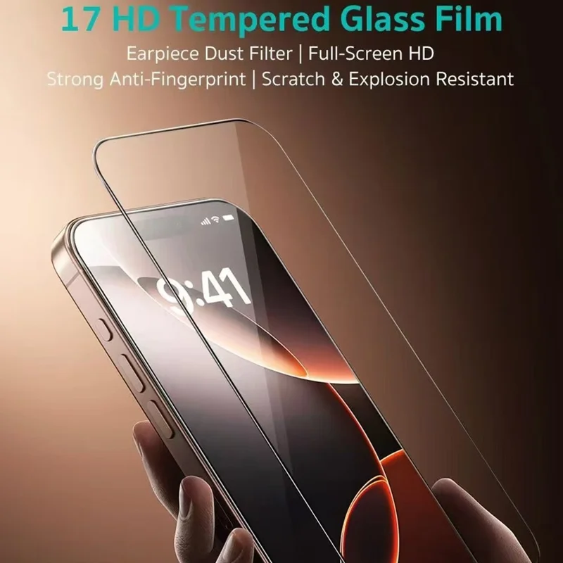 COTECI For iPhone 17 Pro Max Full Screen Protector HD Silk Printing Tempered Glass Film with Dust Removal Tool