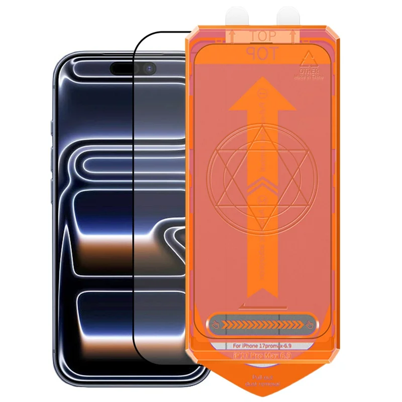 COTECI For iPhone 17 Pro Full Screen Protector HD Silk Printing Tempered Glass Film with Dust Removal Tool