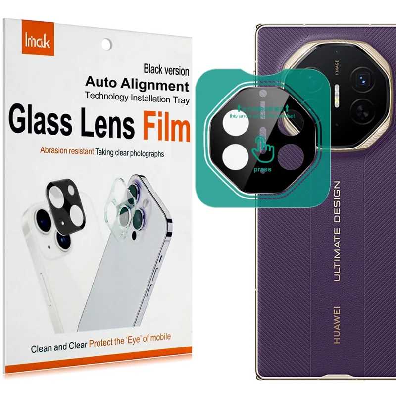 IMAK For Huawei Mate XTs Ultimate Tempered Glass Camera Lens Protector with Self Positioning Frame (Black Version)