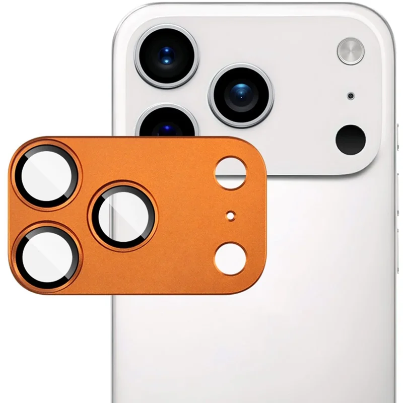 IMAK til iPhone 17 Pro Kameraobjektivfilm Metal Lens Cap + Hærdet Glas Objektivbeskytter - Orange