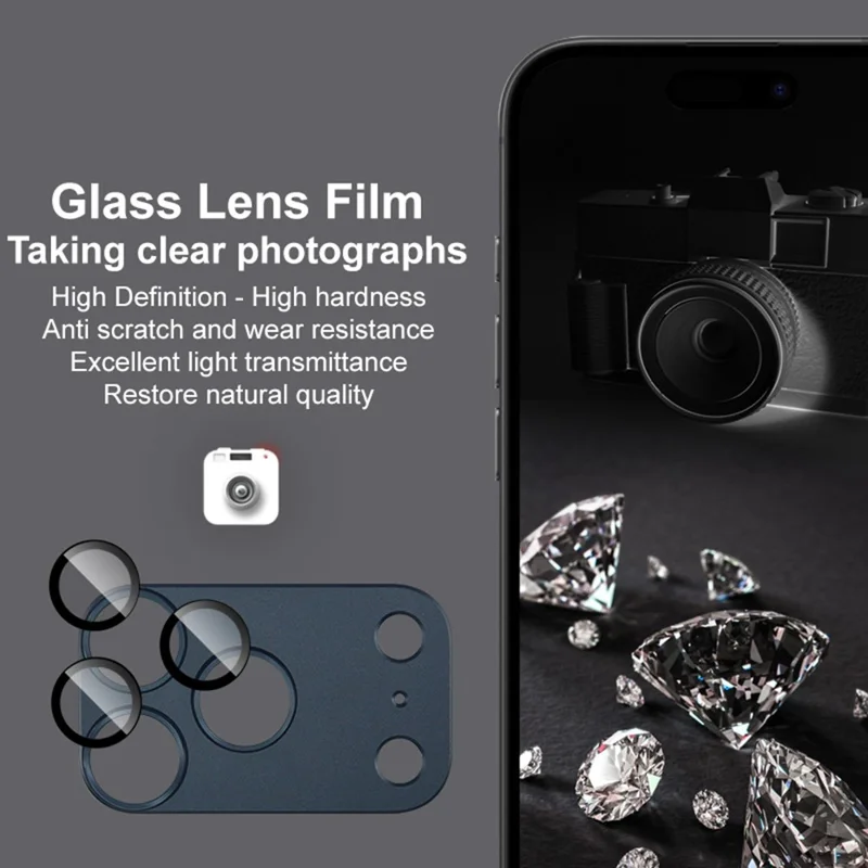IMAK til iPhone 17 Pro Kameraobjektivfilm Metal Lens Cap + Hærdet Glas Objektivbeskytter - Orange