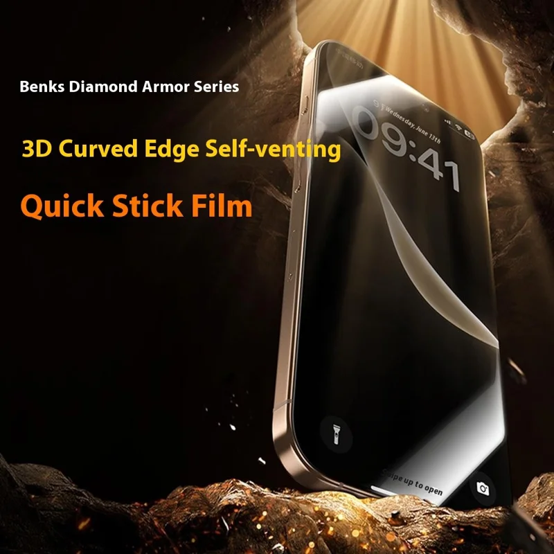 BENKS For iPhone 17 Pro Anti Spy Screen Protector Hot Bending Full Glue Corning Gorilla Glass Film