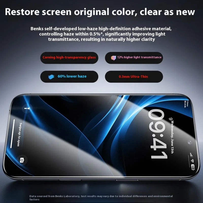 BENKS For iPhone 17 / 16 Pro Edge-Less Corning Gorilla Glass Ultra Clear Screen Protector