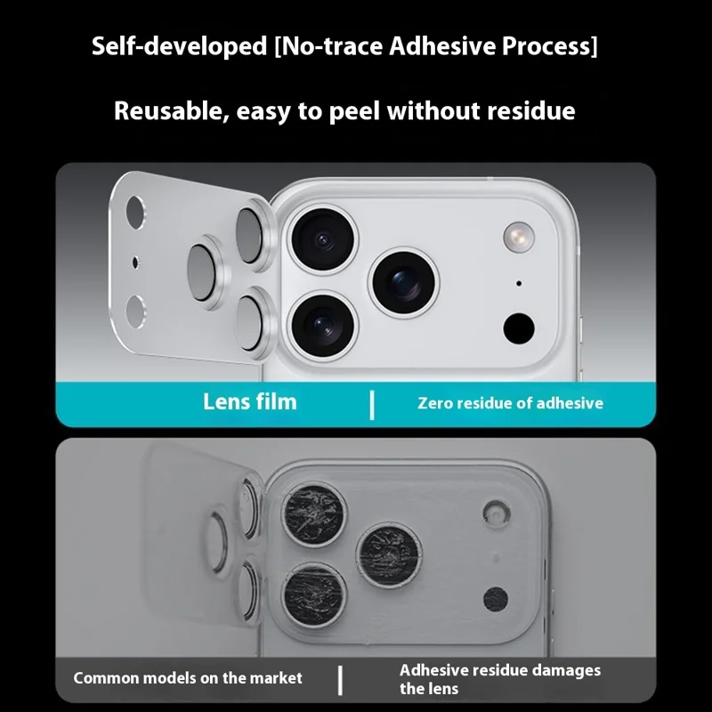 BENKS For iPhone 17 Pro Camera Lens Protector Corning Gorilla Glass + Metal Full Cover Lens Film - Titanium Grey